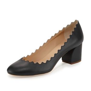 Chloe Lauren Scalloped Pumps in Black